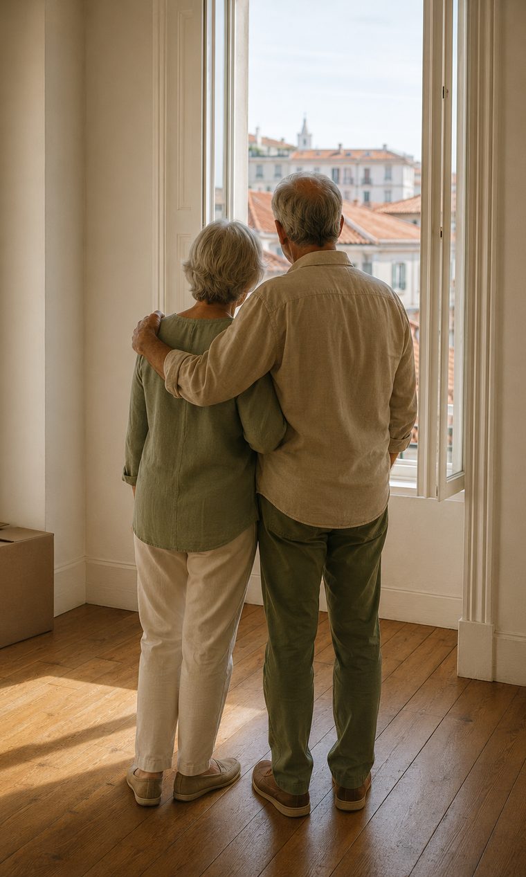 A couple viewing their new apartment in Portugal